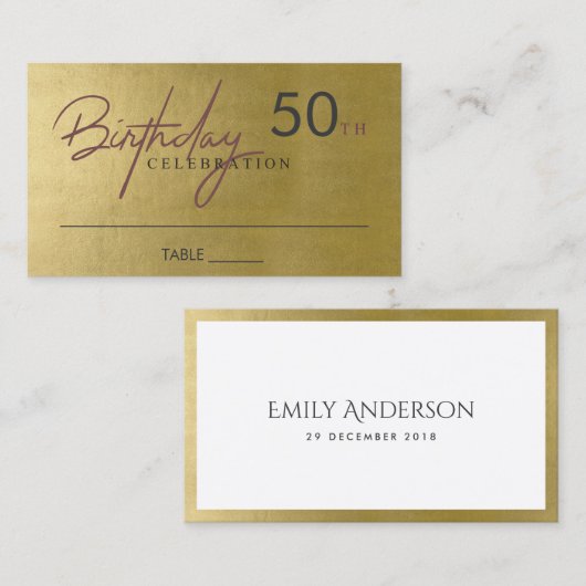 OM HET EVEN WELKE LEEFTIJDSEENVOUDIGE FAUX GEELD B VISITEKAARTJE (Voorkant / Achterkant)