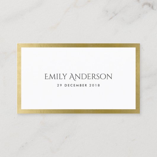 OM HET EVEN WELKE LEEFTIJDSEENVOUDIGE FAUX GEELD B VISITEKAARTJE (Achterkant)