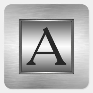 Om het even welke Monogram, Initiaal, Geborstelde Vierkante Sticker