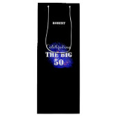 Om het even welke naam die Birthday viert BIG 50  Wijn Cadeautas (Voorkant)