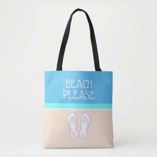 Om het even welke tekst Cute Monogramed Teenslippe Tote Bag (Voorkant)