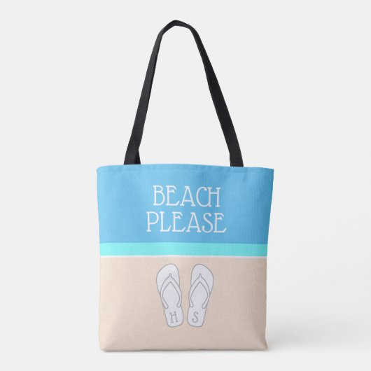 Om het even welke tekst Cute Monogramed Teenslippe Tote Bag (Achterkant)