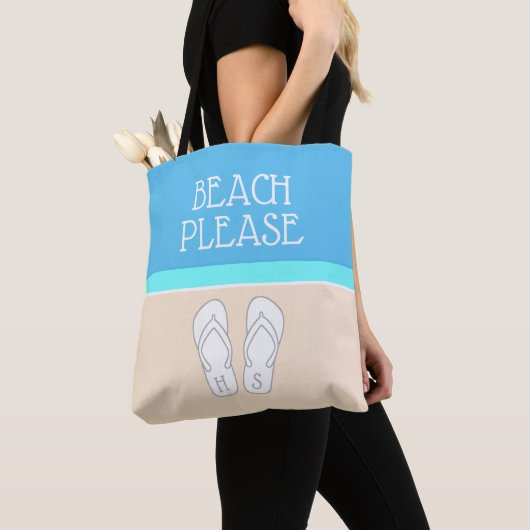 Om het even welke tekst Cute Monogramed Teenslippe Tote Bag (Dichtbij)