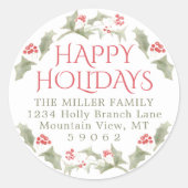 Om het even welke Waterverf Holly keert het Adres  Ronde Sticker (Voorkant)