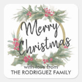 Om het even welke Waterverf van de Tekst Holly Gro Vierkante Sticker (Voorkant)