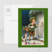 "Om het even wie Huis?" Vintage Kerstmis Feestdagenkaart (Voorkant / Achterkant)