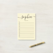 Om het Manuscript van de Lijst te doen hoort Gele  Post-it® Notes (Op bureau)