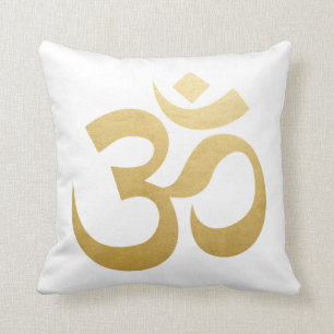Om HIndu Meditation Symbol Yoga Faux Gold Foil Kussen
