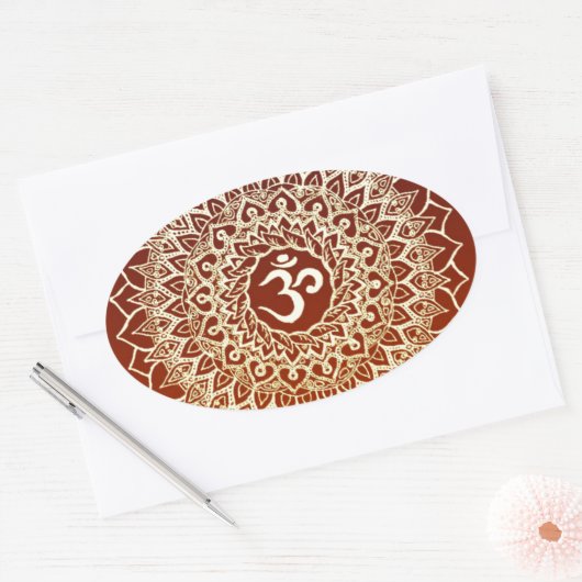 OM HINDU SYMBOOL OVALE STICKER (Envelop)