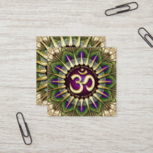 OM Holistic Paars Green Peacock Mandala Square