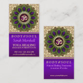 OM Holistic Royal Paars+Green Peacock Mandala Visitekaartje (Voorkant / Achterkant)