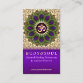 OM Holistic Royal Paars+Green Peacock Mandala Visitekaartje (Achterkant)