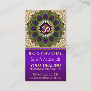 OM Holistic Royal Paars+Green Peacock Mandala Visitekaartje