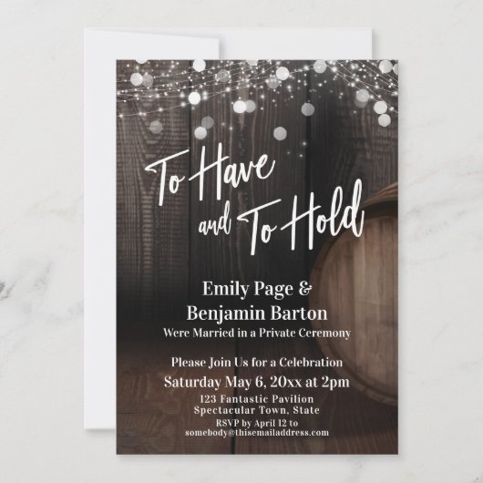 Om houten wijnvat en lichten te hebben en te houde kaart (Voorkant)