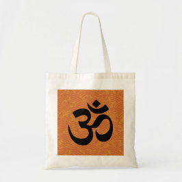 Om in een zee oranje golven tote bag