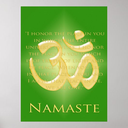 Om in Green & Gold - Namaste Poster (Voorkant)