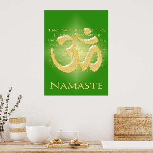 Om in Green & Gold - Namaste Poster (Keuken)