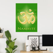 Om in Green & Gold - Namaste Poster (Thuiskantoor)