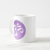 Om, in het Paars en wit Koffiemok (Voorkant links)