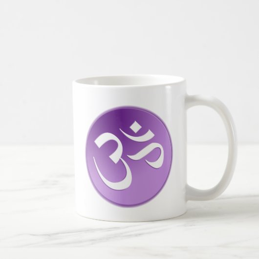 Om, in het Paars en wit Koffiemok (Rechts)