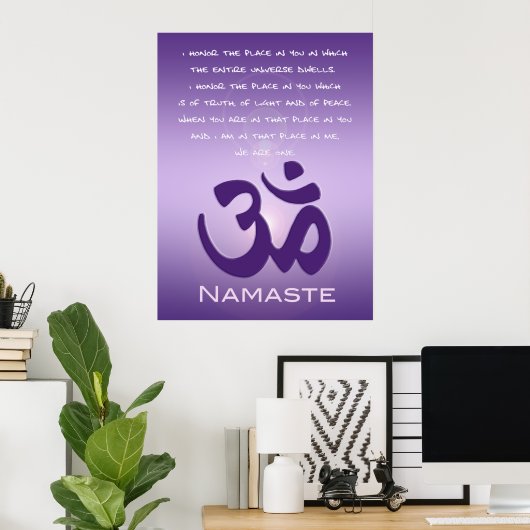 Om in Purples - Namaste Poster (Thuiskantoor)