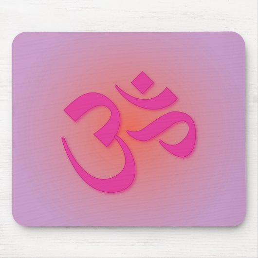 Om, in roze en oranje muismat (Voorkant)