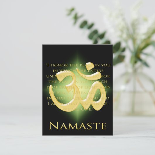 Om in zwart en goud - Namaste Kaart (Staand voorkant)