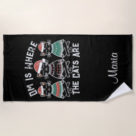 Om is waar de katten zijn feestelijke vakantie strandlaken