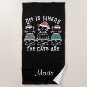 Om is waar de katten zijn feestelijke vakantie strandlaken (Voorkant)