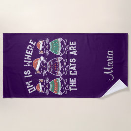 Om is waar de katten zijn feestelijke vakantie strandlaken