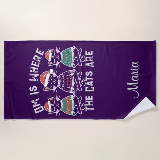 Om is waar de katten zijn feestelijke vakantie strandlaken (Voorkant)