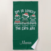 Om is waar de katten zijn feestelijke vakantie strandlaken (Voorkant)