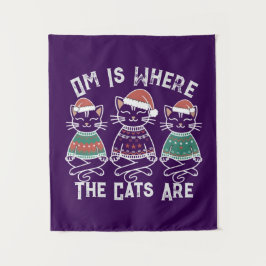 Om is waar de katten zijn feestelijke vakantie wandkleed