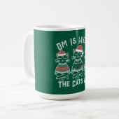 Om Is Waar De Katten Zijn - Grappige Yoga Kerstmis Koffiemok (Voorkant links)
