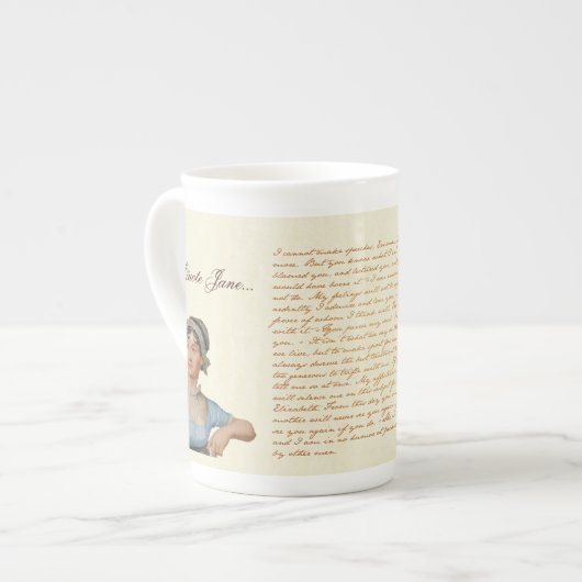 Om Jane Austen te citeren citeert Tea Cup Porselein Kop (Links)