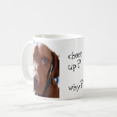 om je heen te juichen?waarom? koffiemok (Voorkant links)