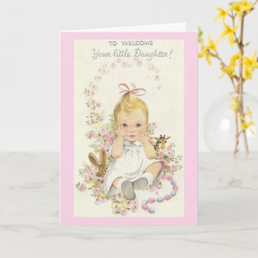  - om je nieuwe dochter te verwelkomen, kaart (Gele Bloem)