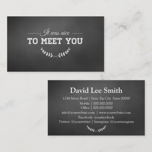 Om je te ontmoeten Black Visitekaartje (Voorkant / Achterkant)