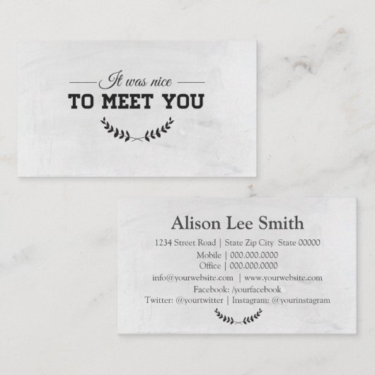 Om je wit te ontmoeten visitekaartje (Voorkant / Achterkant)