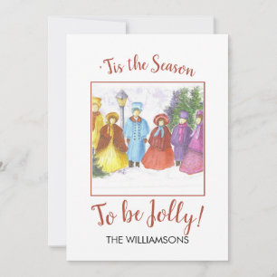 Om Jolly KerstCarolers te worden Feestdagenkaart