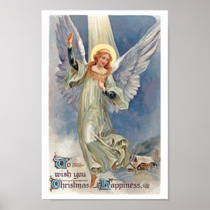 Om jullie kerstgeluk te wensen Vintage-kerstmis Poster