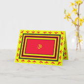 Om & Lamp Diwali Wenskaart Kaart (Gele Bloem)