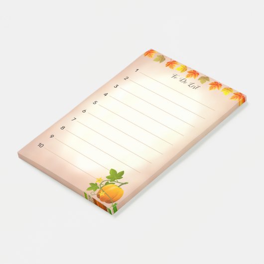 Om lijst, Autumn bladeren & pompoen op scrollen te Post-it® Notes (Schuin)