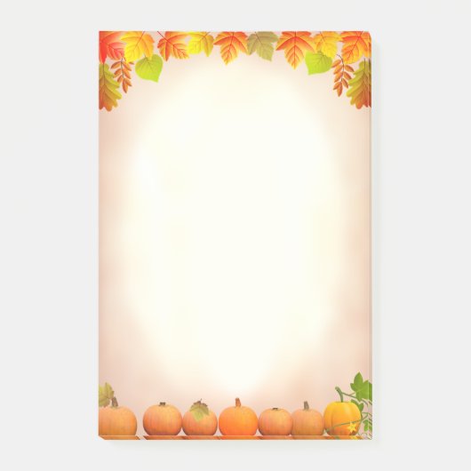 Om lijst, Autumn bladeren & pompoenen op scrollen  Post-it® Notes (Voorkant)