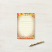 Om lijst, Autumn bladeren & pompoenen op scrollen  Post-it® Notes (Op bureau)