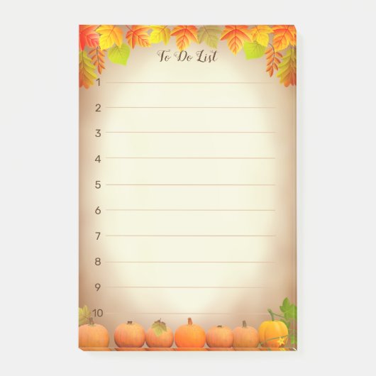 Om lijst, Autumn bladeren & pompoenen op scrollen  Post-it® Notes (Voorkant)