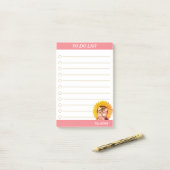 Om lijst en koele hond met Zonnebloem te doen Post-it® Notes (Op bureau)