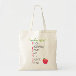 Om lijst voor leraren Apple Typografie te doen Tote Bag