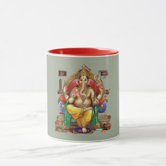 Om Lord Ganesh, Hindu God van rijkdom en geluk Mok (Midden)