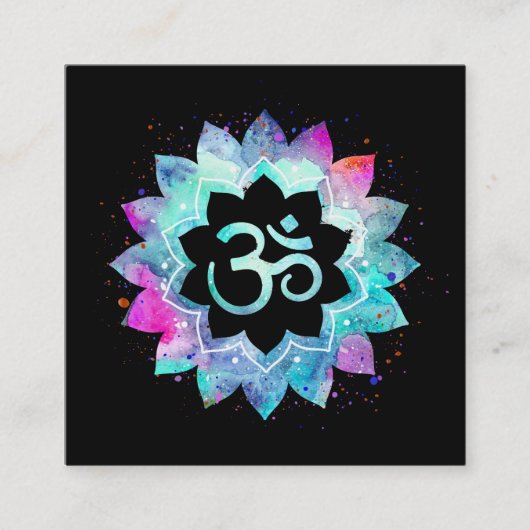 *~* Om Lotus bloem Mandala Aum symbool Vierkante Visitekaartje (Voorkant)